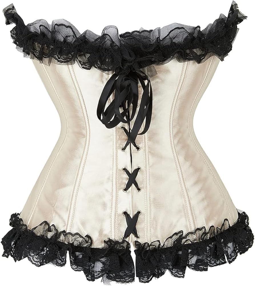 KSHUN Womens Corset Bustier Floral Lace Trim Corset Overbust